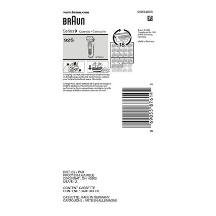 Braun Series 9 Electric Shaver Replacement Head - 92S - Compatible with All Seri