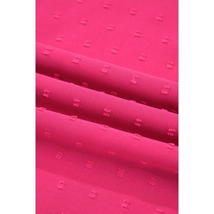 Sachet Pink Swiss Dot Smocked Frilled Neckline Short Sleeve Plus Size Dress
