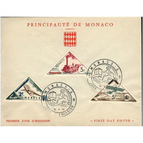 Monaco FDC 1956 - SG No.s (see info) Early/Modern Postal Transport (overprinted)