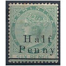 Dominica 1886 SG17 1/2d on 6d Green Mounted Mint (gum toning) ..