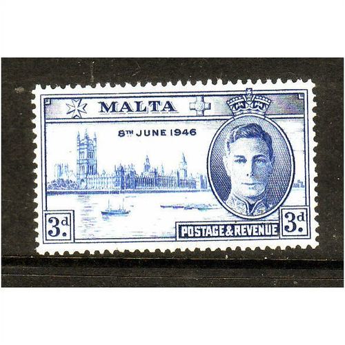 MALTA 1946 VICTORY SG 233 3d BLUE U/M MINT