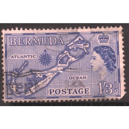 Bermuda stamps 1953 - SG145 - 3d blue - Map Of Bermuda - used