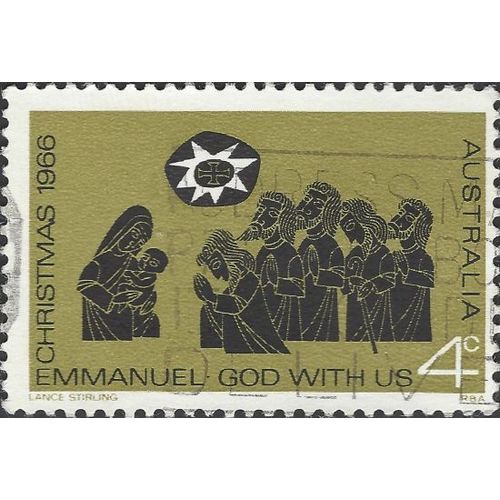 AUSTRALIA, CHRISTMAS, Emmanuel, God with Us, gold & blue 1966, 4c, #4