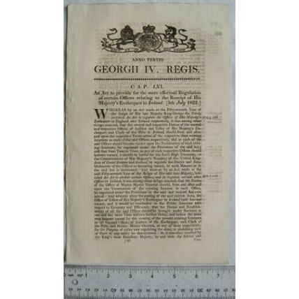 1822 Act of Parliament: His Majesty's Exchequer in Ireland