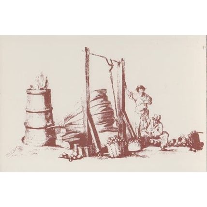 Making Cannon Balls Artillery In Iron Foundry Rare Drawing Painting Postcard