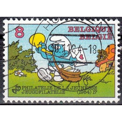 Belgique 1984 Michel 2202 O Cote (2008) 0.40 € Schtroumpf facteur Cachet rond