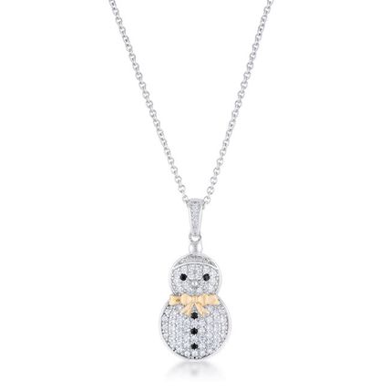 35 ct CZ Two-Tone Snowman Pave Holiday Pendant