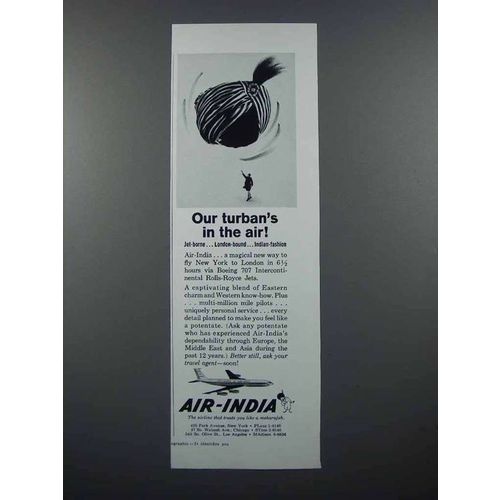 1960 Air India Airline Ad - Our Turban's in the Air