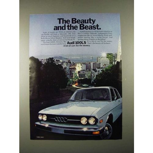 1974 Audi 100LS Car Ad - Beauty and the Beast