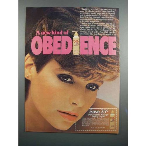 1983 Dep The Hair Manager Styling Liquid Ad - Obedience