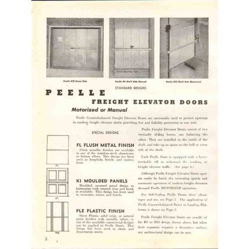 peelle company 1941 dumbwaiter freight elevator doors vintage catalog