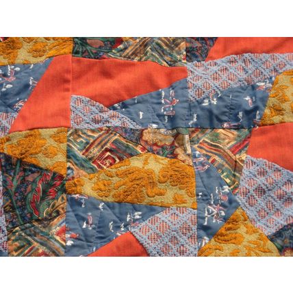 Crazy Throw Quilt 45x54 Tapestry Cotton Chintz Patchwork Handmade Quiltpolice