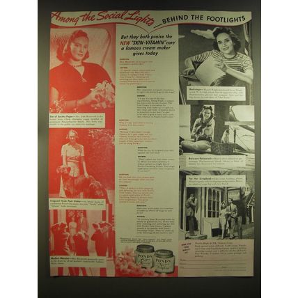1939 Pond's Cold Cream, Vanishing Cream and Powder Ad - Amond the social lights