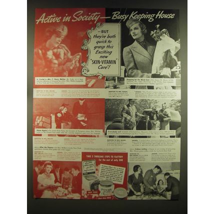 1939 Pond's Cold Cream, Vanishing Cream and Powder Ad - Active in Society