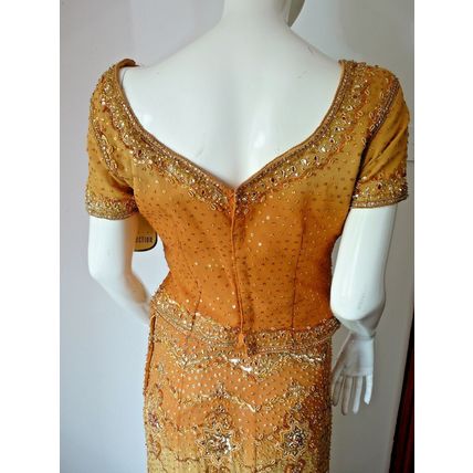 INDIAN WEDDING BRIDAL ORANGE & MUSTARD LEHENGA CHOLI (M) UK 10 £650 BNWT