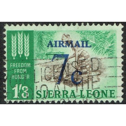 Sierra Leone 1964 Air 7c on 1/3d Sepia and Emerald Green SG322 GU