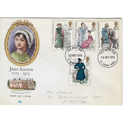 GB 1975 Jane Austen FDC St Albans pm