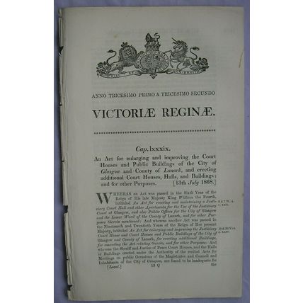 1868 Act of Parliament: public buildings Glasgow
