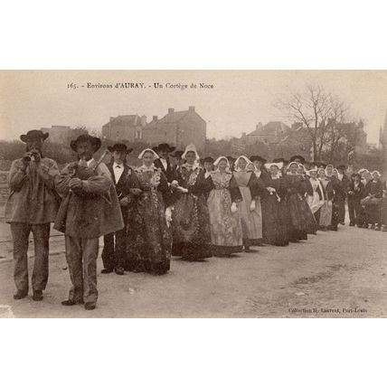 Environs D'Auray Un Cortege De Noce Old French Postcard