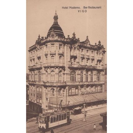 Hotel Moderno Vigo Spanish Bar Restaurant Old Postcard