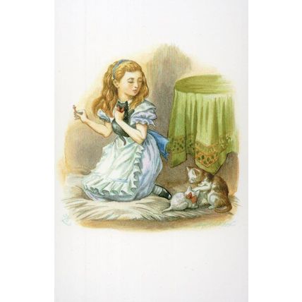 Dihah White Kitten Alice's Adventures In Wonderland Book Postcard