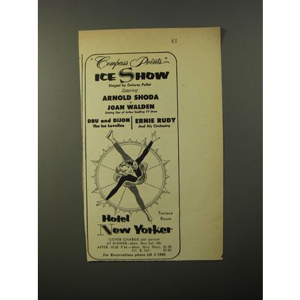 1954 Hotel New Yorker Ad - Compass Points Ice Show staged by Dolores Pallet