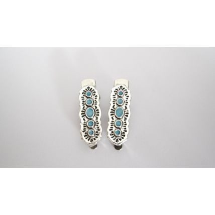 Two small blue and silver metal alligator hair clip fine thin hair