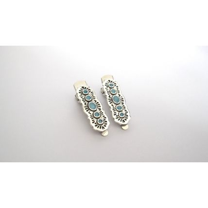 Two small blue and silver metal alligator hair clip fine thin hair