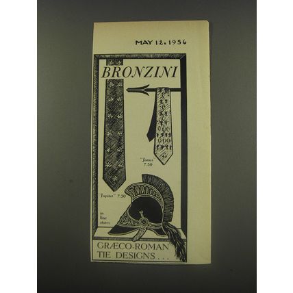 1956 Bronzini Jupiter and Janus Ties Ad - Graeco-Roman Tie Designs