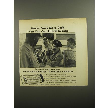 1956 American Express Travelers Cheques Ad - More than you can afford