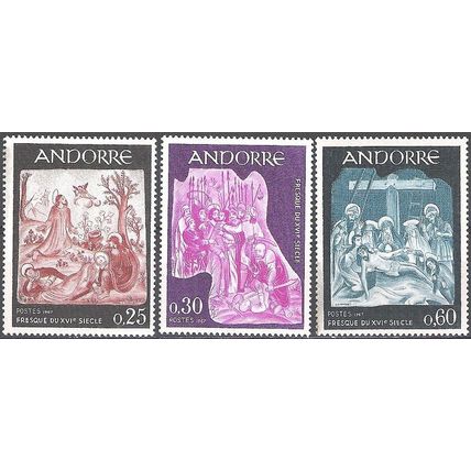 Andorre Français 1967 Michel 204 - 206 Neuf ** Cote (2008) 4.30 € Fresques