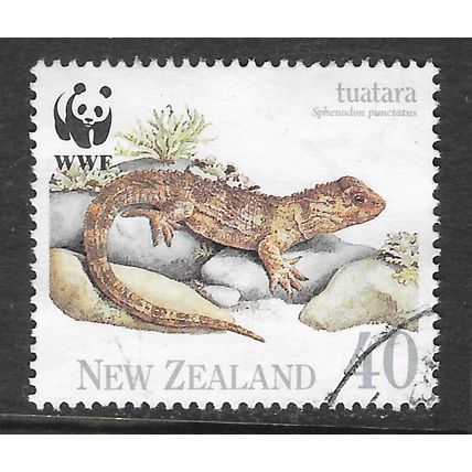 NEW ZEALAND 1991 ENDANGERED SPECIES TUATARA ROCKS 40c USED