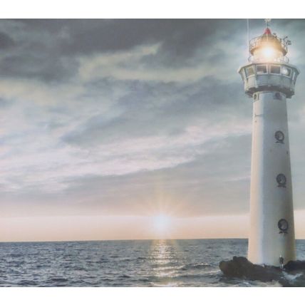 Lighthouse at Sunset Picture with LED 40 CM Home Decor Gift Christmas Ocean Sea