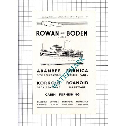 Rowan and Boden Ltd / The Uraga Dock Co Ltd Tokyo Japan ADVERT - c.1957