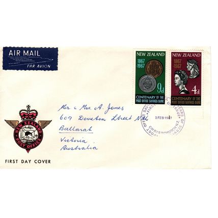 New Zealand 1967 Cenenary PO Savings Bank. First Day cover
