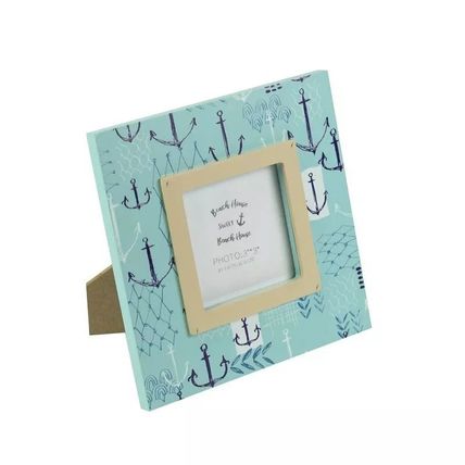 Beach Theme Photo Frame Blue with Anchors 15 CM Shabby Chic Home Decor Gift