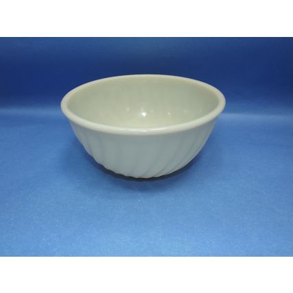 Vintage Fire King Oven Ware Glass 4x8 Mixing Bowl Swirl Ribbed Ivory Off White