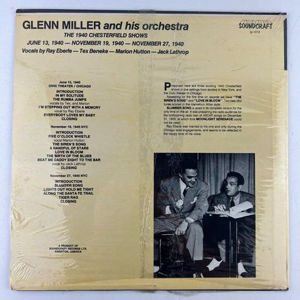 Glenn Miller - 1940 Chesterfield Shows Vinyl LP Record Album LP-1012 New Sealed