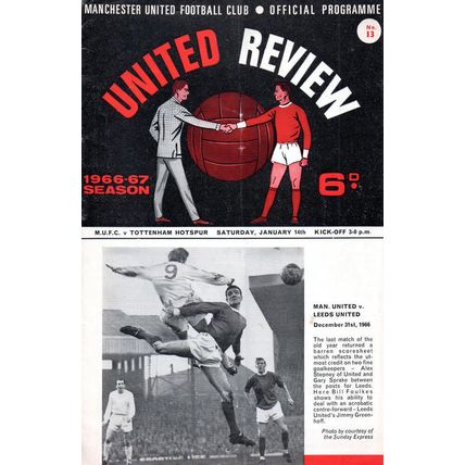 1966/67 Man Utd vs Tottenham Hotspur / Spurs **FREE P&P**