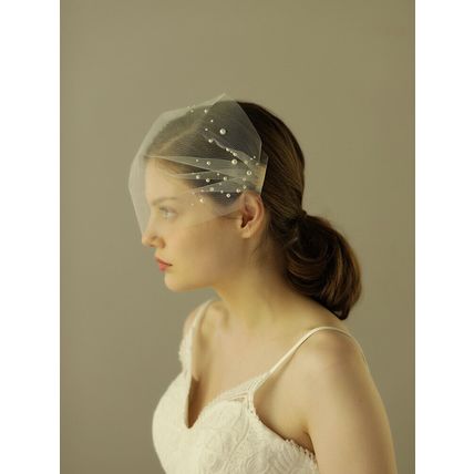 White Simple Birdcage Veil Tulle Wedding Fishnet Blusher Bride Accessories