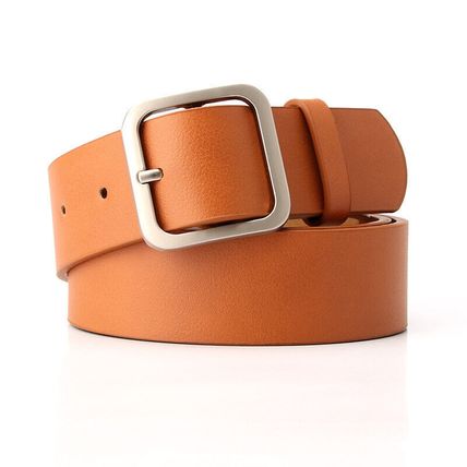 Women's Belt Minimalist Vintage Square Buckle Pu Leather Popular Waist Belt