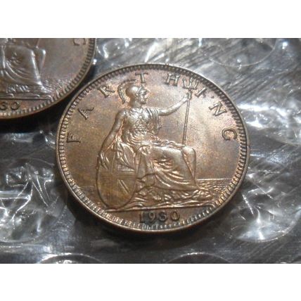 2 x 1930 George V farthing.