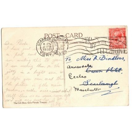 Tor Abbey Gardens Torquay 1932 TORQUAY & SCARBOROUGH Machine Postmarks