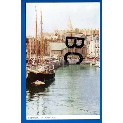 Postcard Church & Town St Peter Port Guernsey Channel Islands