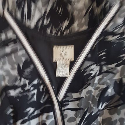 Black White Grey Abstract Print 100% Silk Dress Size 12 UK S/M