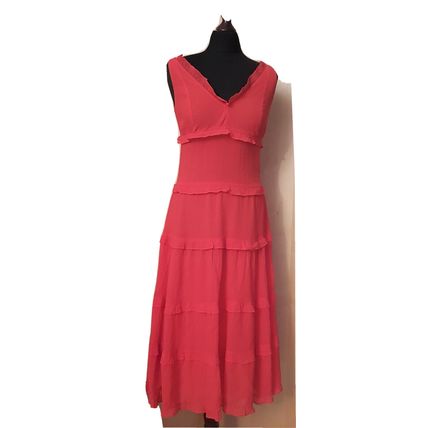 Moda International Red Georgette Chiffon Tiered Dress Small 8 -10 UK