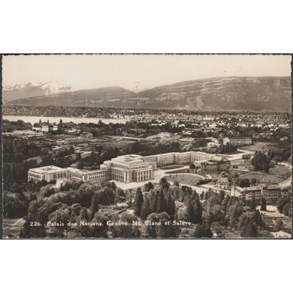 Palais des Nations, Mt Blanc et Salève, Genève, c.1940s - Sartori Photo CPSM