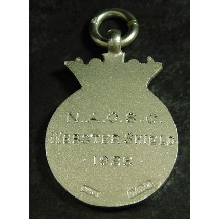 Antique Solid Silver Swimming Pocket Watch Chain Medal Fob Webster Shield 1925