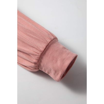 Fushia Plain V neck Long Sleeve Casual Bodysuit