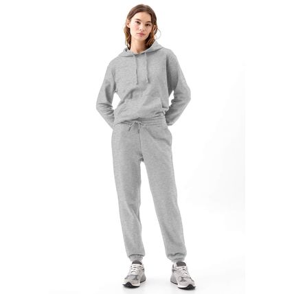 Light Grey Solid Color Fleece Lined Drawstring Waist Joggers
